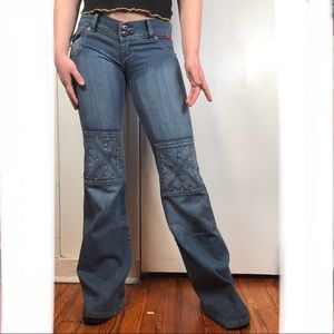SOLD y2k low rise patchwork bootcut jeans